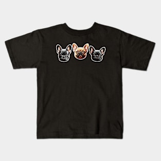 Three French Bulldogs Kids T-Shirt